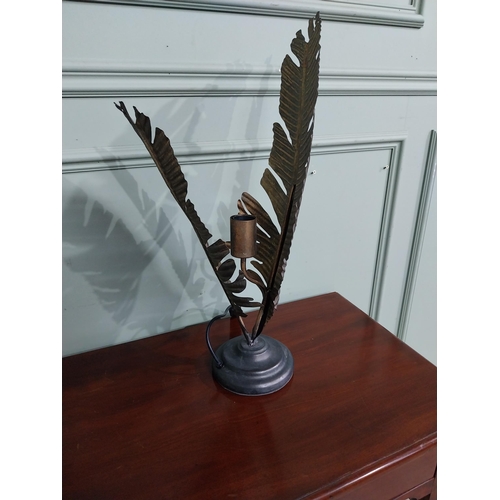 160 - Gilded metal feather table lamp. {60 cm W x 37 cm W x 18 cm D}.