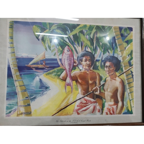 161 - Framed coloured print � Fiji Island Fisherman {33 cm H x 43 cm W}.