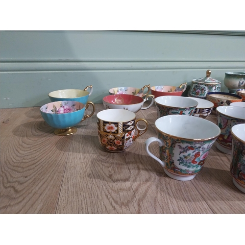 166 - Large collection of assorted tea cups, saucers, egg cups and vases  including some Crown Derby, Ayns... 