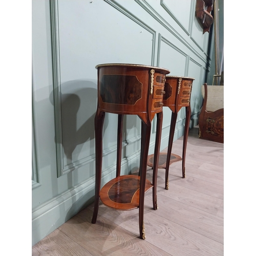 17 - Pair of French kingwood and walnut bedside lockers with ormolu mounts. {70 cm H x 40 cm W x 30 cm D}... 