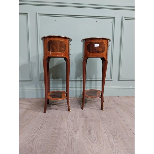 17 - Pair of French kingwood and walnut bedside lockers with ormolu mounts. {70 cm H x 40 cm W x 30 cm D}... 