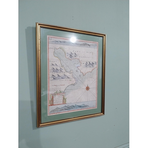 176 - 19th C. Hand coloured partial map of County Down. {55 cm H x 54 cm W}.