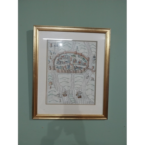 177 - 19th C. hand coloured map of County Cork mounted in git frame. {56 cm H x 46 cm W}.