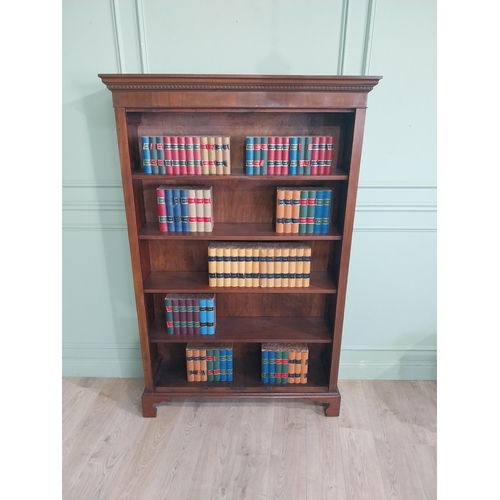 179 - Good quality Edwardian mahogany open bookcase raised on shaped bracket feet. {185 cm H x 116 cm W x ... 