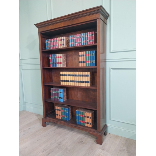 179 - Good quality Edwardian mahogany open bookcase raised on shaped bracket feet. {185 cm H x 116 cm W x ... 