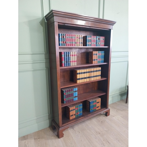 179 - Good quality Edwardian mahogany open bookcase raised on shaped bracket feet. {185 cm H x 116 cm W x ... 