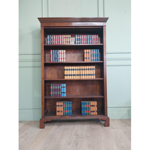 179 - Good quality Edwardian mahogany open bookcase raised on shaped bracket feet. {185 cm H x 116 cm W x ... 