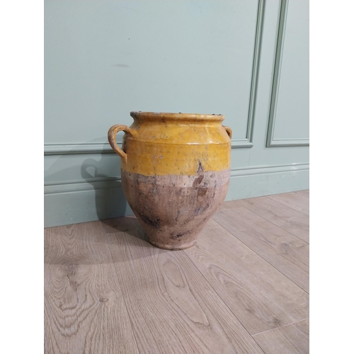 18 - Rare 19th C. Terracotta glazed confit pot. {47 cm H x 37 cm Dia.}