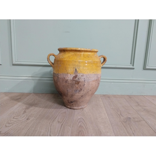 18 - Rare 19th C. Terracotta glazed confit pot. {47 cm H x 37 cm Dia.}