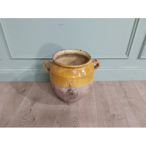 18 - Rare 19th C. Terracotta glazed confit pot. {47 cm H x 37 cm Dia.}