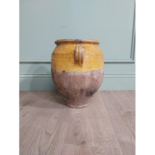 18 - Rare 19th C. Terracotta glazed confit pot. {47 cm H x 37 cm Dia.}