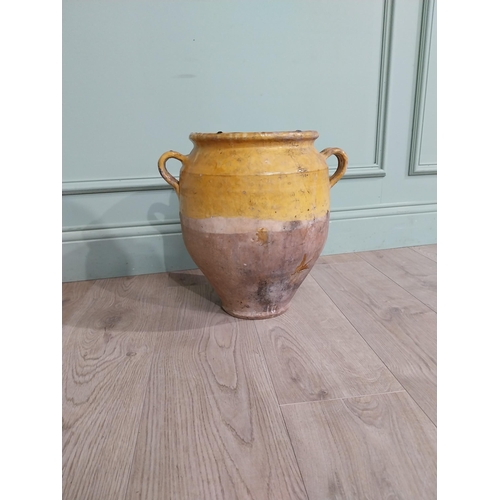 18 - Rare 19th C. Terracotta glazed confit pot. {47 cm H x 37 cm Dia.}