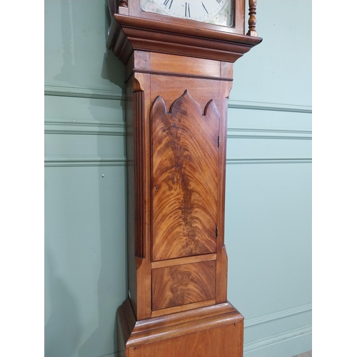 180 - 19th C. Irish mahogany Grandfather clock with swan neck pediment and painted dial by J Black Lurgan.... 