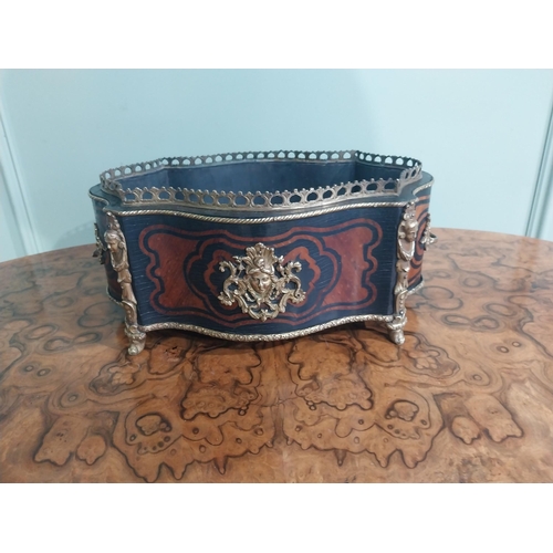 182 - Victorian French kingwood jardiniere with gallery and ormolu mounts with central cartouche depicting... 