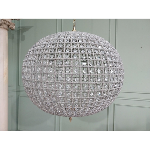 184 - Large French brass and cut crystal globe chandelier. {110 cm H x 56 cm Dia.}.