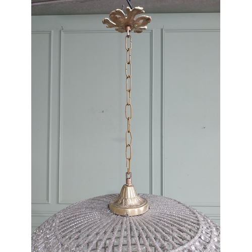 184 - Large French brass and cut crystal globe chandelier. {110 cm H x 56 cm Dia.}.