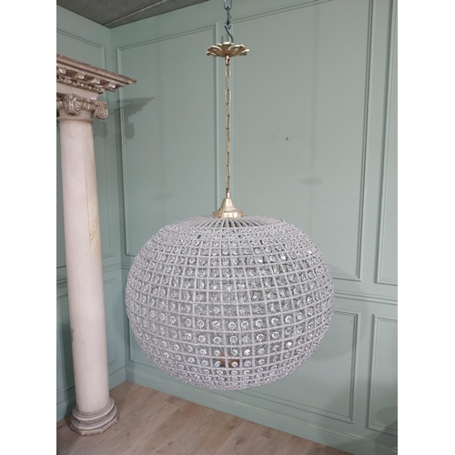 184 - Large French brass and cut crystal globe chandelier. {110 cm H x 56 cm Dia.}.