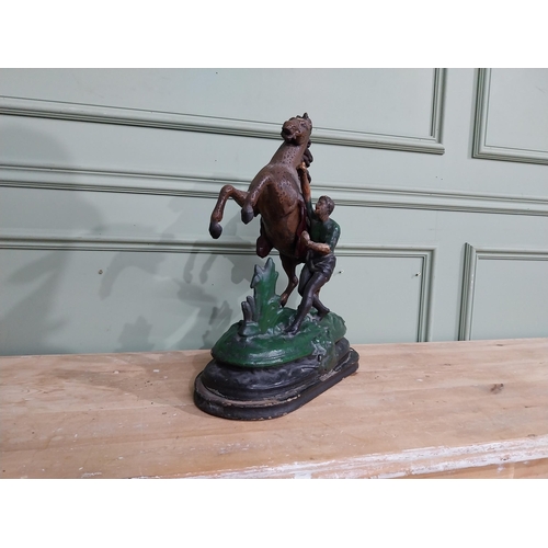 187 - Early 20th C. Spelter model of Marley Horse. {48 cm H x 36 cm W x 13 cm D]