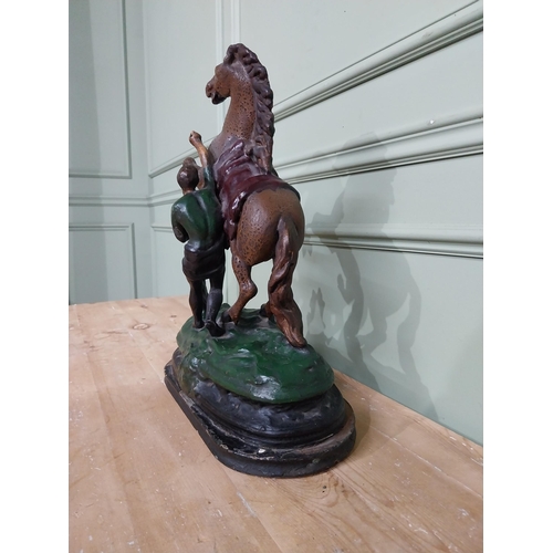 187 - Early 20th C. Spelter model of Marley Horse. {48 cm H x 36 cm W x 13 cm D]