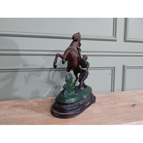 187 - Early 20th C. Spelter model of Marley Horse. {48 cm H x 36 cm W x 13 cm D]