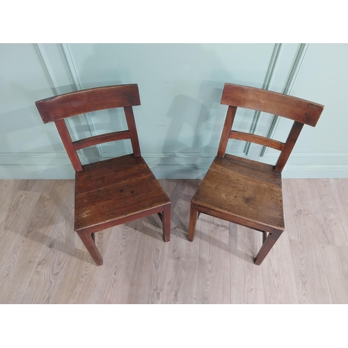 188 - Pair of 19th C. Oak kitchen chairs on square legs. {88 cm H 46 cm W x 40 cm D}.