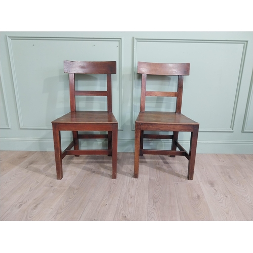 188 - Pair of 19th C. Oak kitchen chairs on square legs. {88 cm H 46 cm W x 40 cm D}.