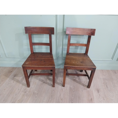 188 - Pair of 19th C. Oak kitchen chairs on square legs. {88 cm H 46 cm W x 40 cm D}.