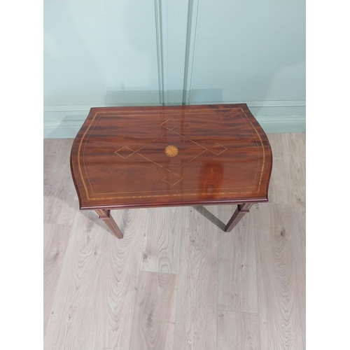 191 - Good quality Edwardian inlaid mahogany and satinwood coffee table. {48 cm H x 77 cm W x 44 cm D}.