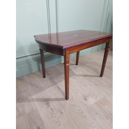 191 - Good quality Edwardian inlaid mahogany and satinwood coffee table. {48 cm H x 77 cm W x 44 cm D}.