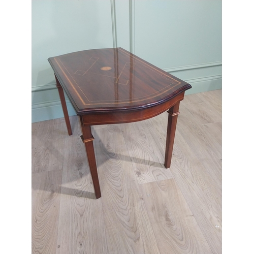 191 - Good quality Edwardian inlaid mahogany and satinwood coffee table. {48 cm H x 77 cm W x 44 cm D}.