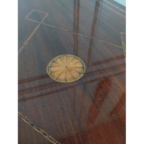 191 - Good quality Edwardian inlaid mahogany and satinwood coffee table. {48 cm H x 77 cm W x 44 cm D}.