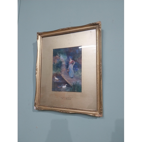 198 - The Maiden of the Mill David Woodlock watercolour mounted in gilt frame. {44 cm H x 37