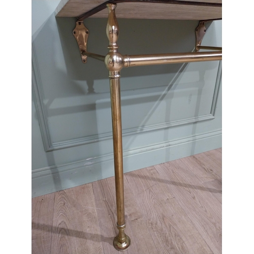 2 - 19th C. French brass wash stand with marble top and modern sink. {93 cm H x 77 cm  W x 50 cm D}.