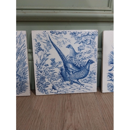 20 - Set of six early 20th C. Blue and white Wedgewood tiles depicting wildlife scenes. {21 cm H x 21 cm ... 