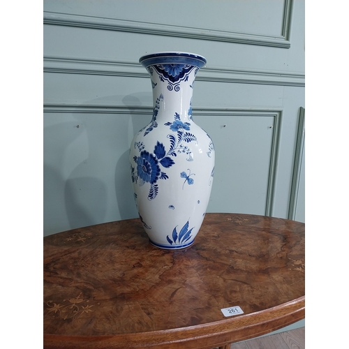 200 - Blue and white Dutch ceramic vase. {50 cm H x 21 cm Dia}.