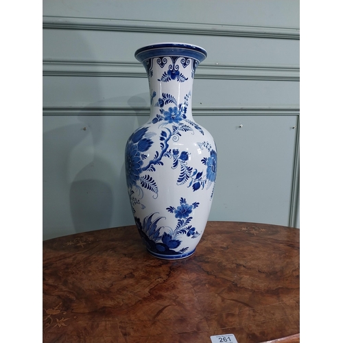 200 - Blue and white Dutch ceramic vase. {50 cm H x 21 cm Dia}.