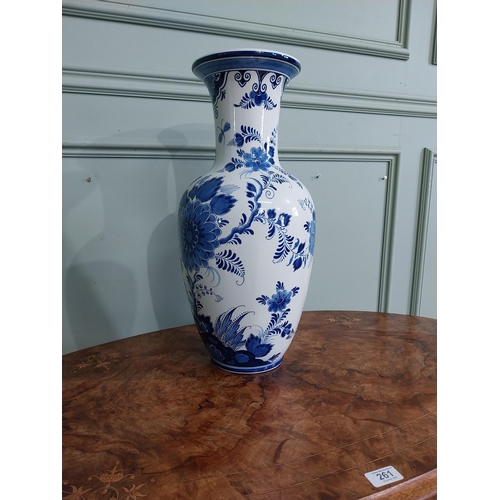 200 - Blue and white Dutch ceramic vase. {50 cm H x 21 cm Dia}.