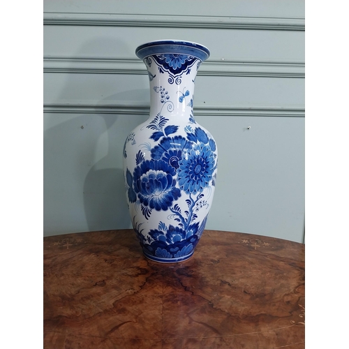 200 - Blue and white Dutch ceramic vase. {50 cm H x 21 cm Dia}.