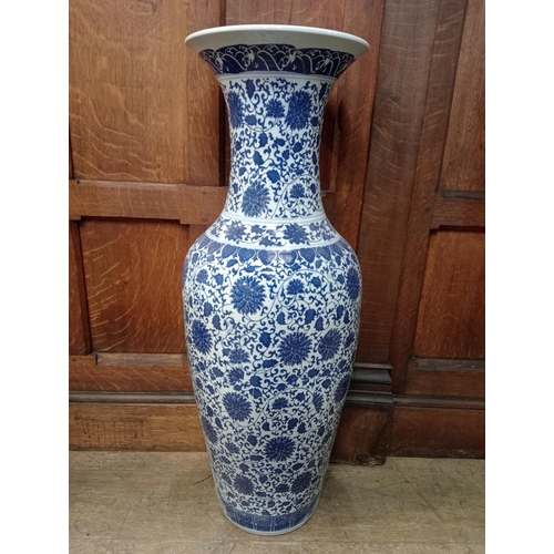 206 - Pair of ceramic blue and white vases. {H 93cm x Dia 30cm}. NOT AVAILABLE TO VIEW IN PERSON.