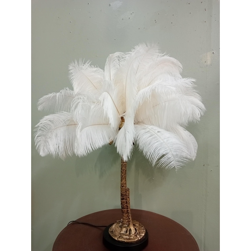 206A - Brass feathered palm tree lamp.  {H 80cm x Dia 50cm}.   NOT AVAILABLE TO VIEW IN PERSON