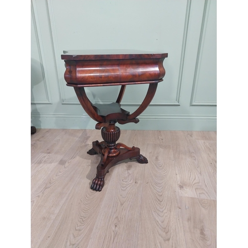 208 - Good quality William IV mahogany work table with fitted interior raised on shaped supports with turn... 