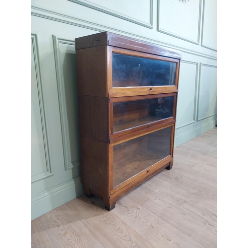 21 - Edwardian Globe Wernicke Ltd three piece oak glazed stackable bookcase. {105 cm H x 85 cm W x 28 cm ... 