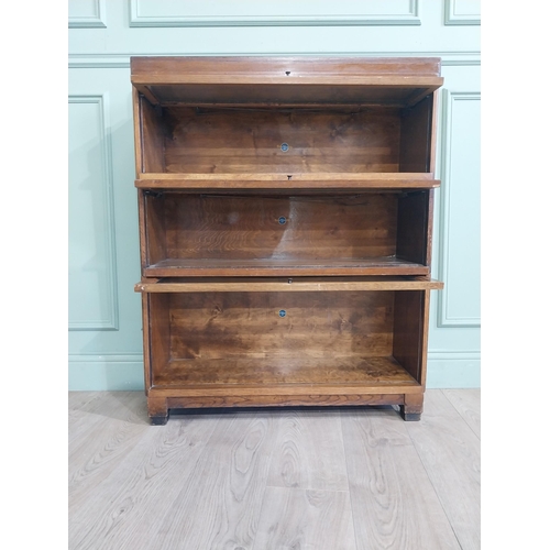 21 - Edwardian Globe Wernicke Ltd three piece oak glazed stackable bookcase. {105 cm H x 85 cm W x 28 cm ... 