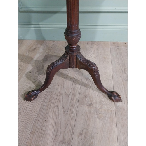 212 - Mahogany ship�s table  with gallery top on single turned column on tripod base with claw and ball fe... 