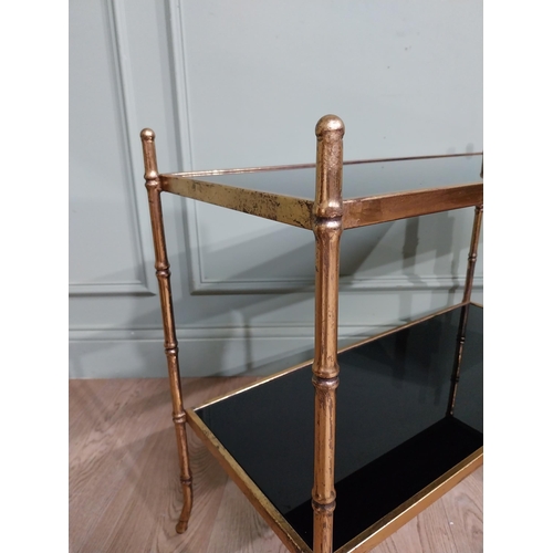 221 - Pair of good quality gilded metal and smoked glass faux bamboo side tables in the Maison Jansen styl... 