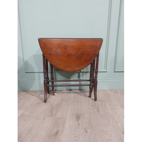 222 - Edwardian mahogany drop leaf Sutherland table. {61 cm H x 60 cm W x 22 cm D}