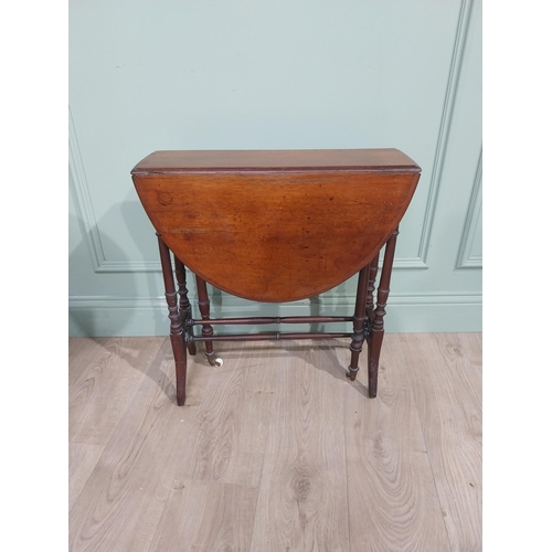 222 - Edwardian mahogany drop leaf Sutherland table. {61 cm H x 60 cm W x 22 cm D}