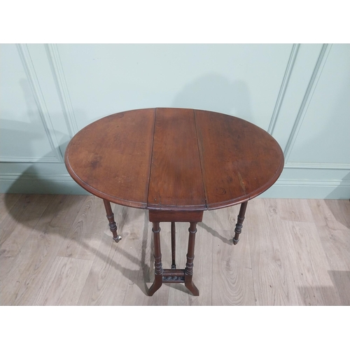 222 - Edwardian mahogany drop leaf Sutherland table. {61 cm H x 60 cm W x 22 cm D}