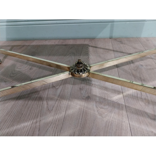 234 - Good quality Edwardian French brass coffee table with mirrored top {42 cm H  90 cm W x 45 cm D}