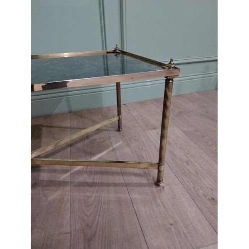 234 - Good quality Edwardian French brass coffee table with mirrored top {42 cm H  90 cm W x 45 cm D}